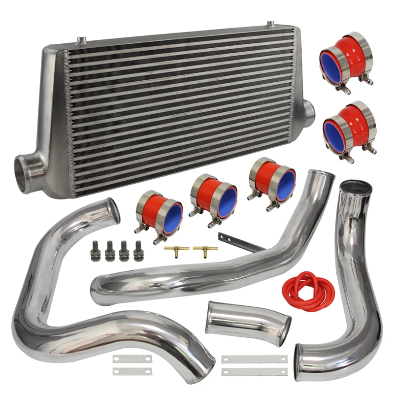 Upgrade Intercooler w/ Aluminum Piping Pipe Kit Fits For Nissan Skyline R32 R33 R34 GTST RB20 RB25DET 93-98 Blue / Black /Red