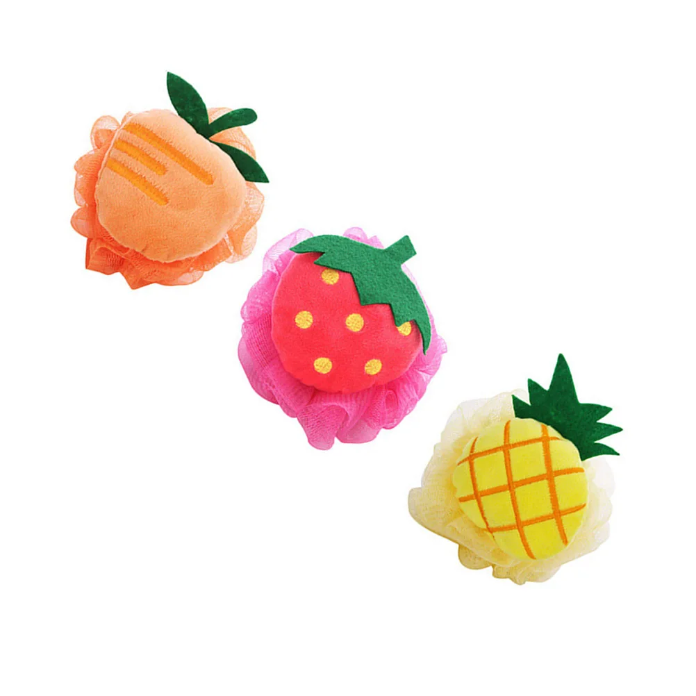 

3pcs Fruit Shaped Bath Ball Cartoon Sponge Shower Mesh Ball for Women Men Kids (Strawberry, Pineapple, Mango for Each 1pc)