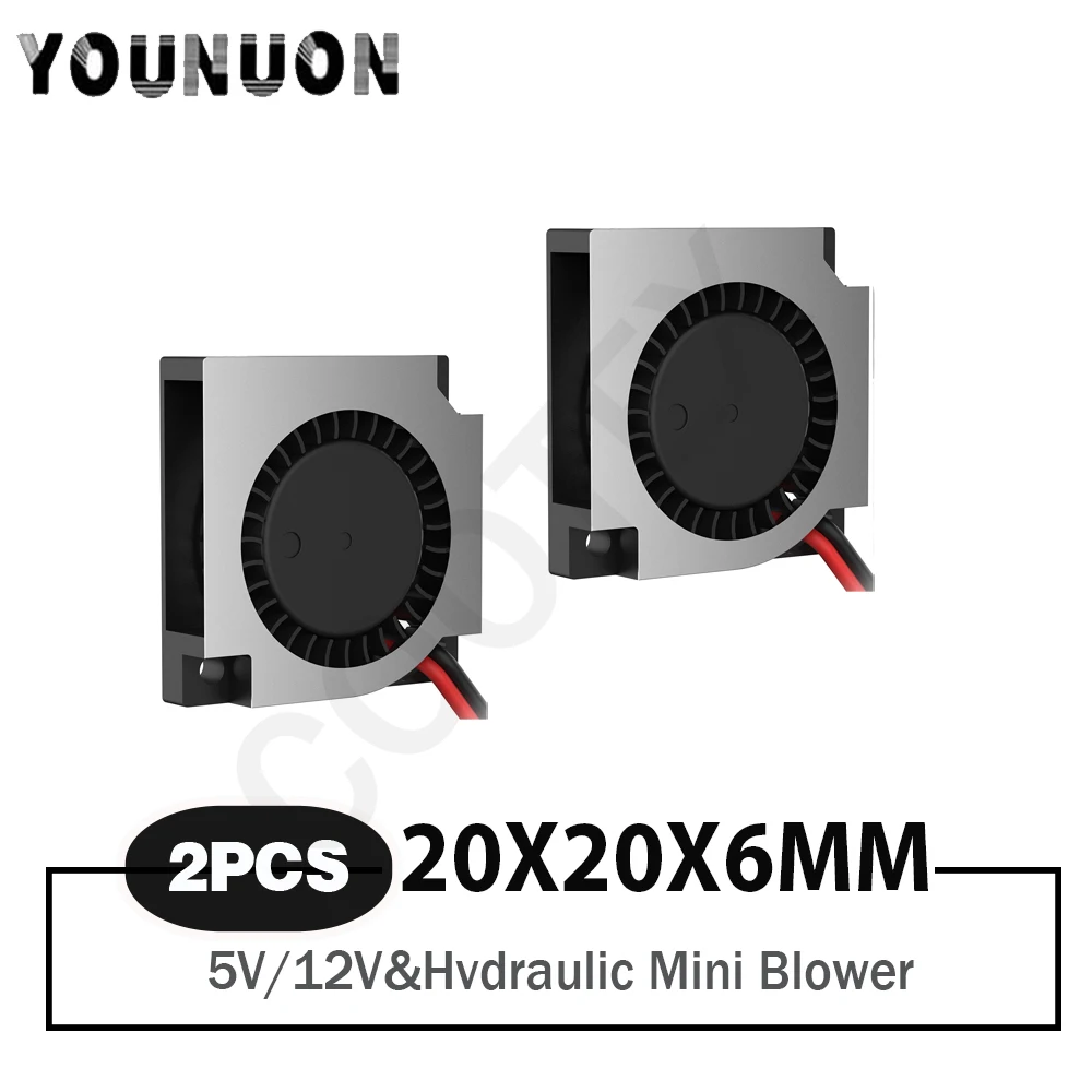 2 Pieces 20mm 2cm 2006 Mini Blower Fan DC 5V 12V Duct Fan Handheld Projector Radiator Fan 2006 Heatisnk Ventilateur PC 20x20x6mm