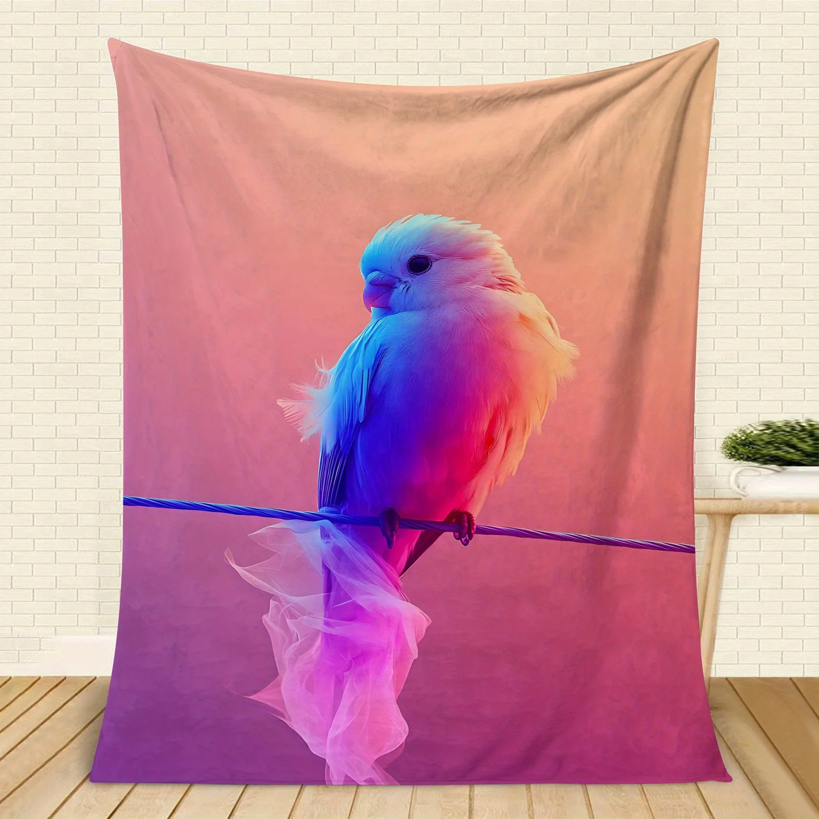 Popular Choice Colorful Bird Print Fleece Blanket, Four Seasons Multifunctional Blanket for Sofa, Bed, Camping and Travel