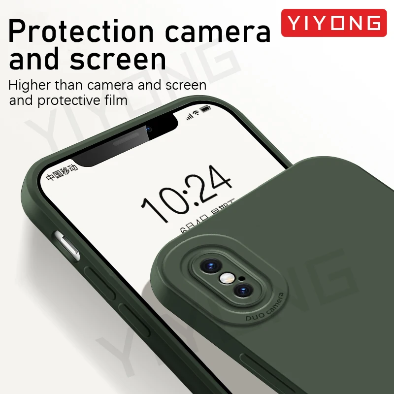For iPhoneX Case YIYONG Original Liquid Silicone Soft Cover For iPhone X S XR XS Max 10 iPhone10 iPhoneXR iPhoneXS Phone Cases