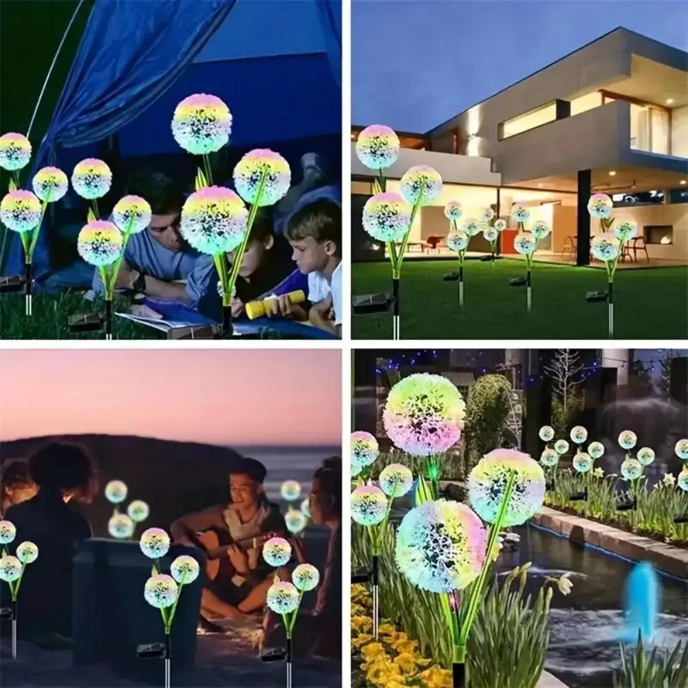 Luces solares de diente de león para exteriores, luces LED de bola de cebollino de color, luces de césped, para jardín, patio, pasarela, decoración de césped