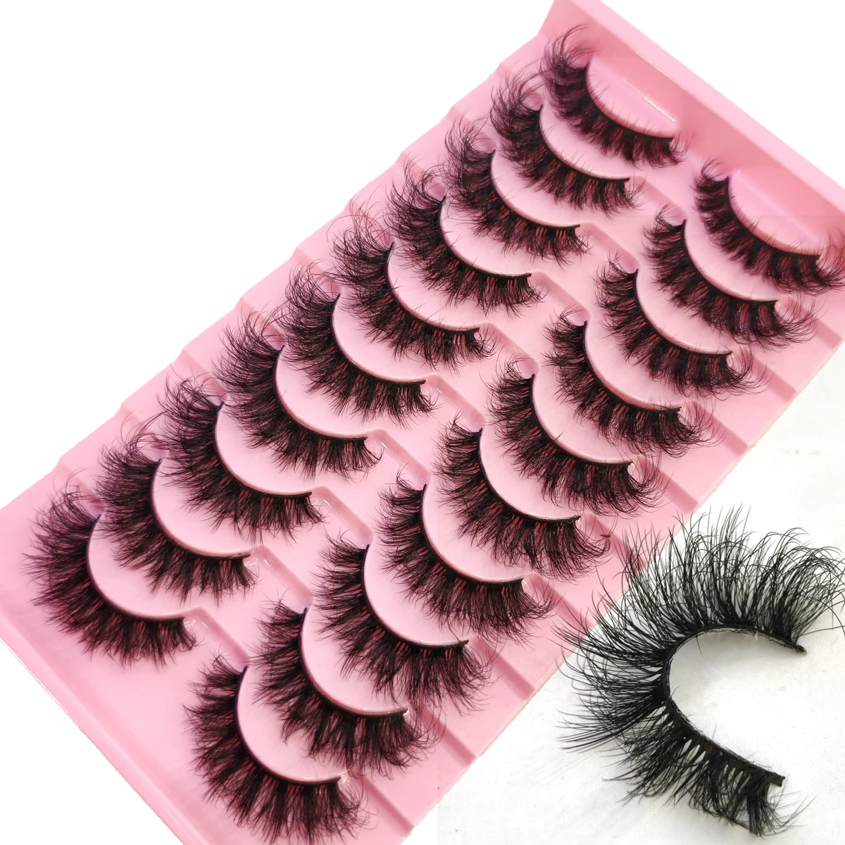 NEU 10 Paar Katzenaugen-Wimpern, flauschige künstliche Nerzwimpern, 8D-Wimpernpackung, dramatische lange, dicke Volumenwimpern, falsche Wimpern – Detail 16