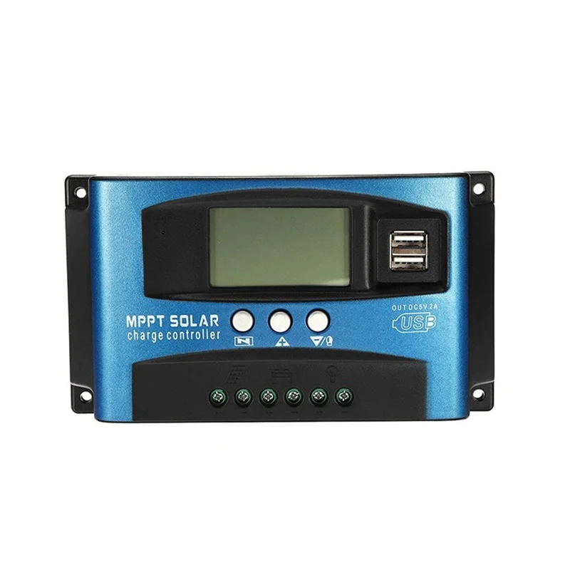 MPPT Solar Controller Dual USB LCD Display 12V 24V Auto Solar Cell Panel Charger Regulator with Load(60A)