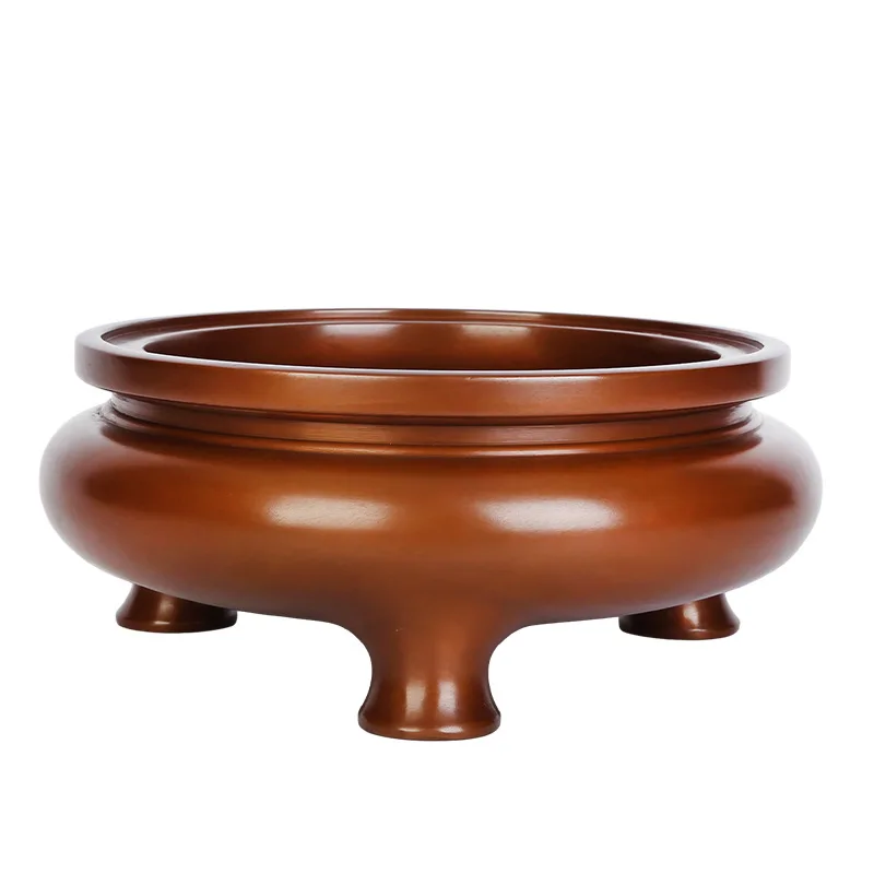 LMM Home Office Desktop Flat Copper Incense Burner Buddhist Hall Indoor Offering Aromatherapy Burner