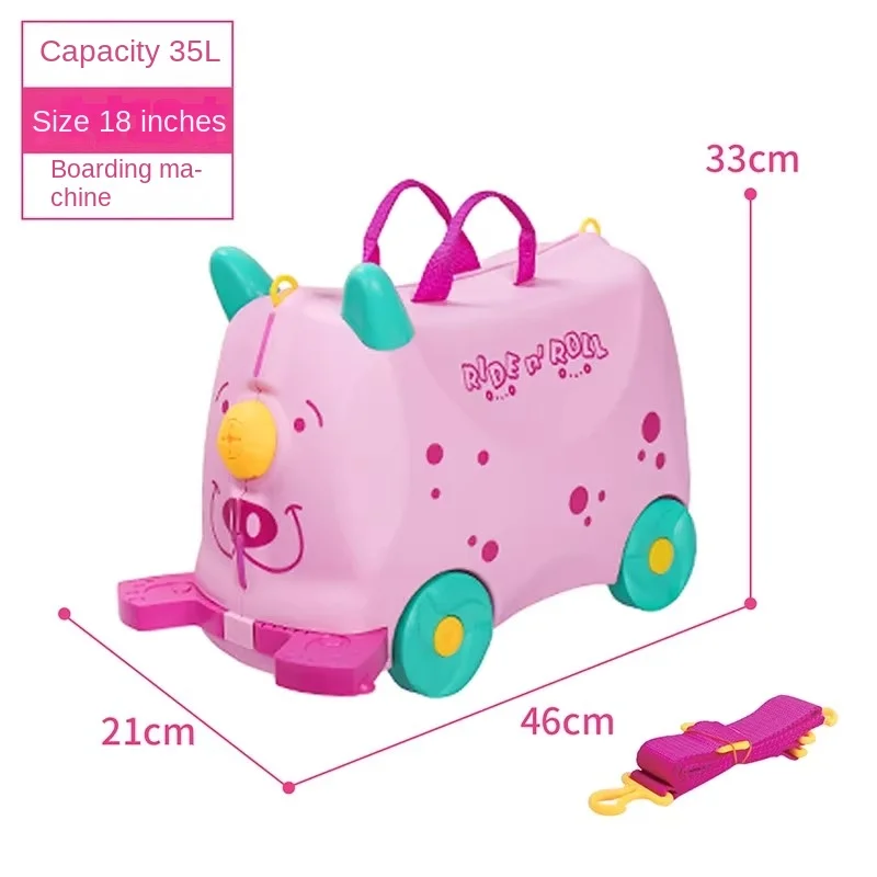 Children\'s Multifunctional Travel Suitcase Travel Cartoon Cut can Sit and Ride Baby Boarding Box Toy Storage Scooter