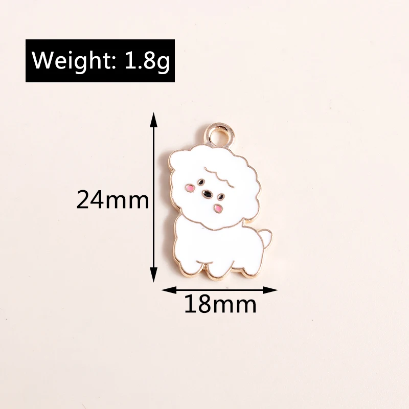 20 Stück 18x24mm Cartoon-Tier-Hunde-Anhänger, Emaille-Welpen-Anhänger für Halsketten, Ohrringe, DIY-Bastelarbeiten, Schmuckherstellung, Zubehör – Detail 1