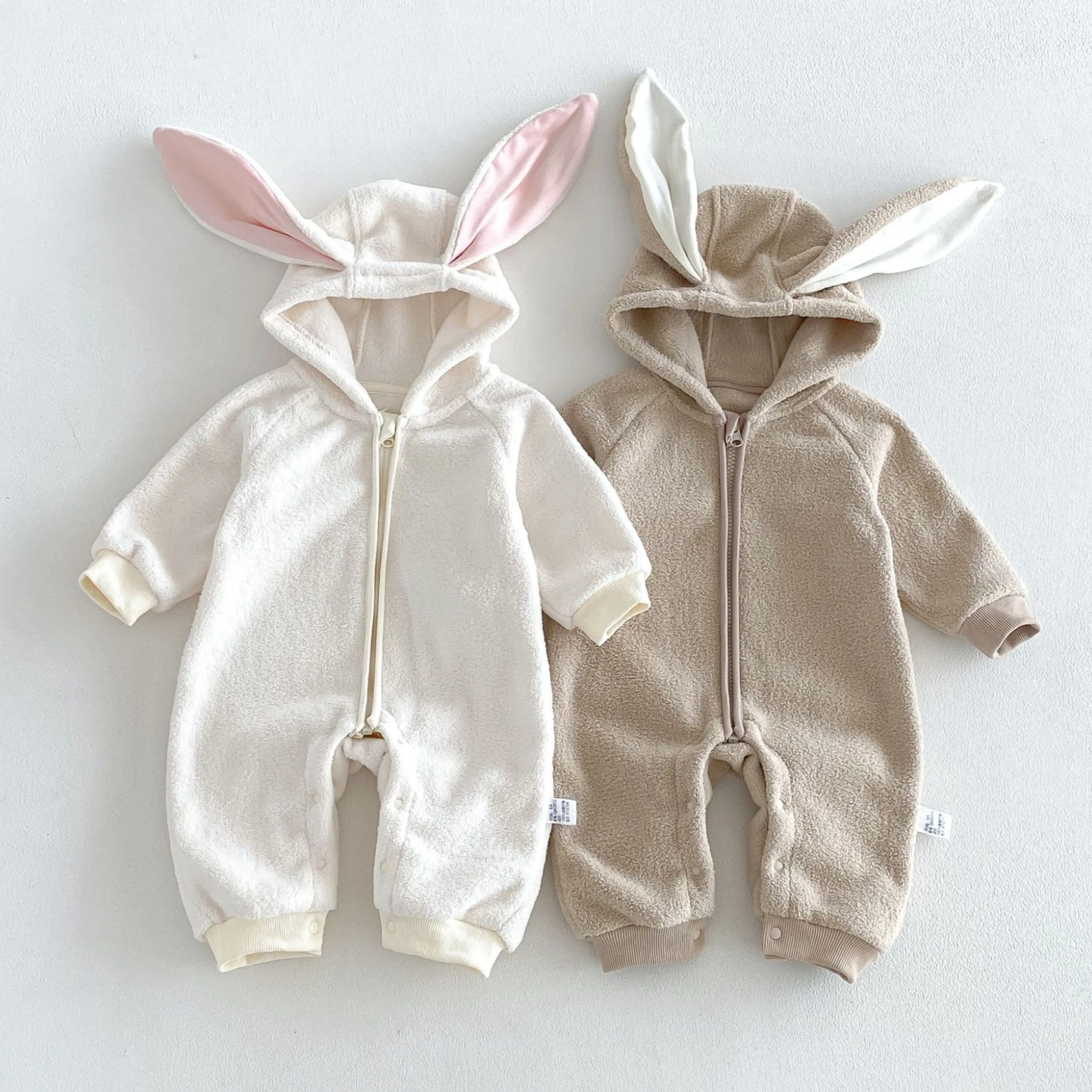Onesie 2026 Autumn and Winter New Children's Wear Korean Style Boys and Girls Fashion Cute Cartoon Ears Woolen Onesie