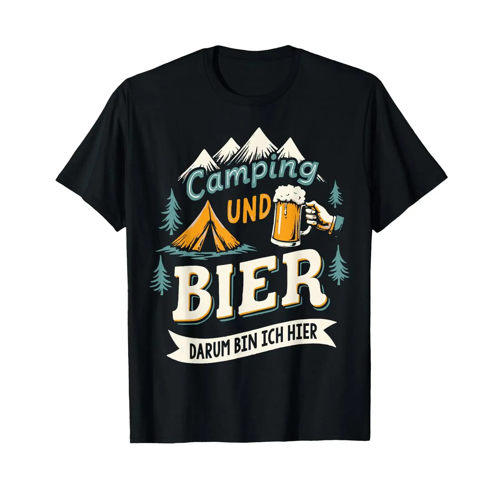Camping Beer Father's Day Caravan Holiday Dad Hiking T Shirt black S vintage Washed Top For Everyday Wear graphic homme Stylish
