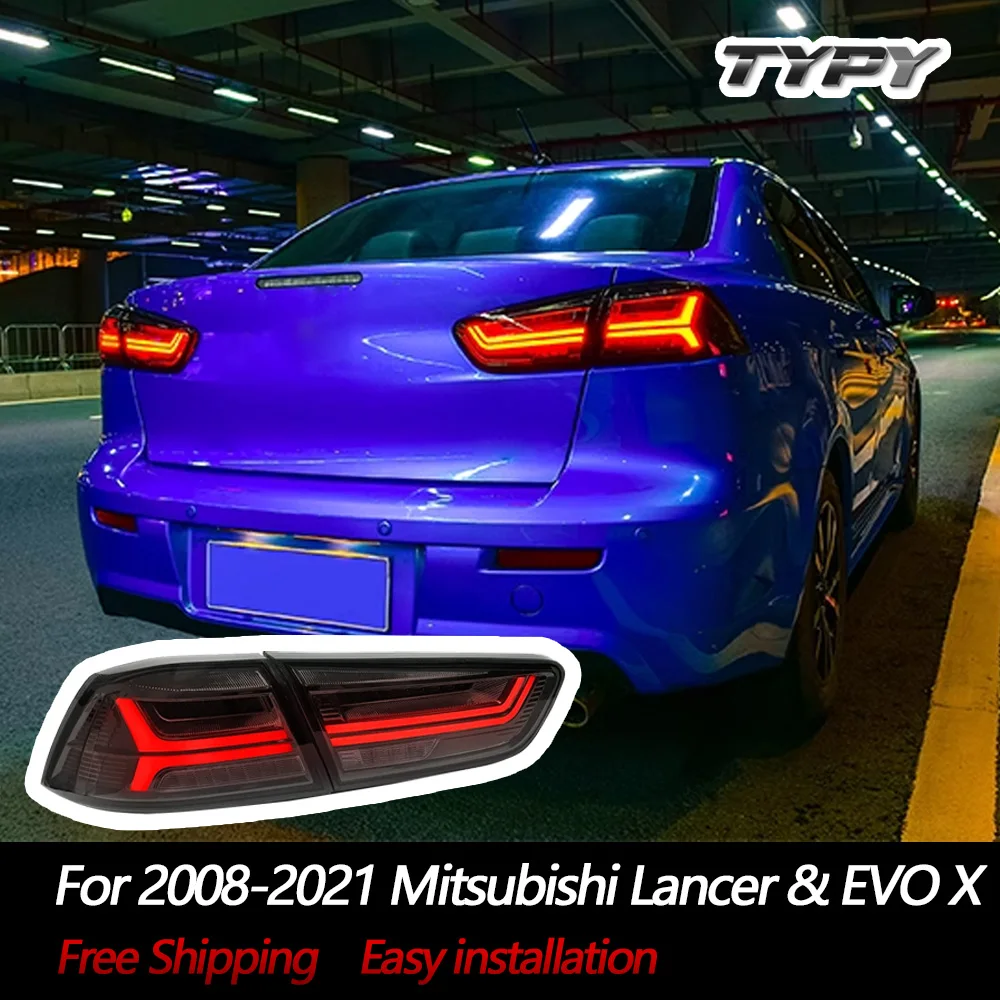 

Автомобильные светодиодные фары, задние фонари для Mitsubishi Lancer & EVO X 2008-2021, динамическая анимация DRL с последовательным включением, пара задних фар в сборе