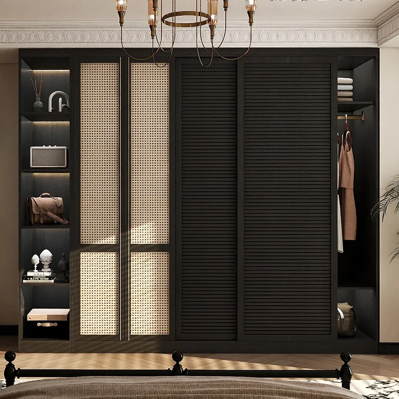 Versatile  Wardrobes Rattan Luxury Bedroom Sliding Door Clothes Closet Organizer Storage Guarda Roupas Furniture