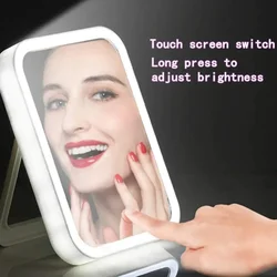 portable desktop dressing table with light ,Three color dimming LED makeup mirror - compact and practical small mirror