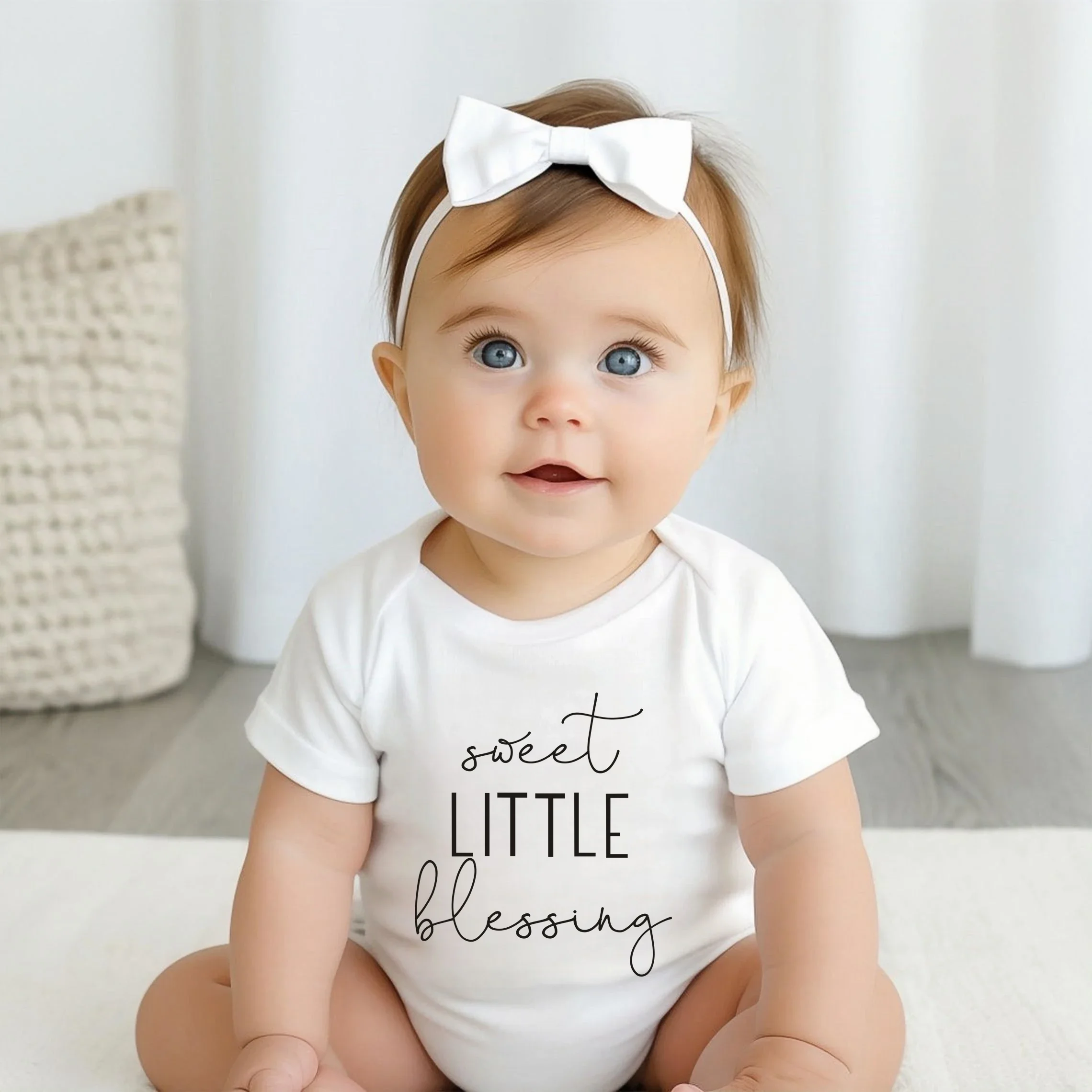 Sweet Little Blessing Baby Bodysuit Pregnancy Announcement Romper Infant Jumpsuit Girl Boy Clothes Infant Short Sleeve Rompers