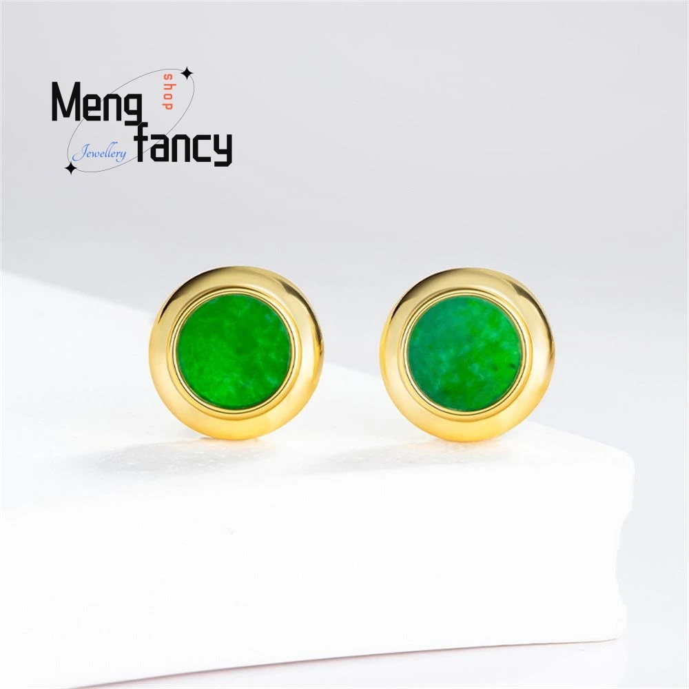 

Высококачественные натуральные серьги из Мьянмы A-goods с жадеитом и цветком зеленого цвета, модные изысканные серьги из ледяного нефрита S925, инкрустированные роскошными качественными ювелирными изделиями