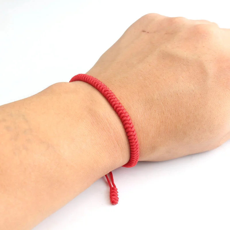Boho Handmade Braided Bracelets for Women Vintage Red Black Thread Woven Wristband Charm Bracelet Adjustable Jewelry Gifts