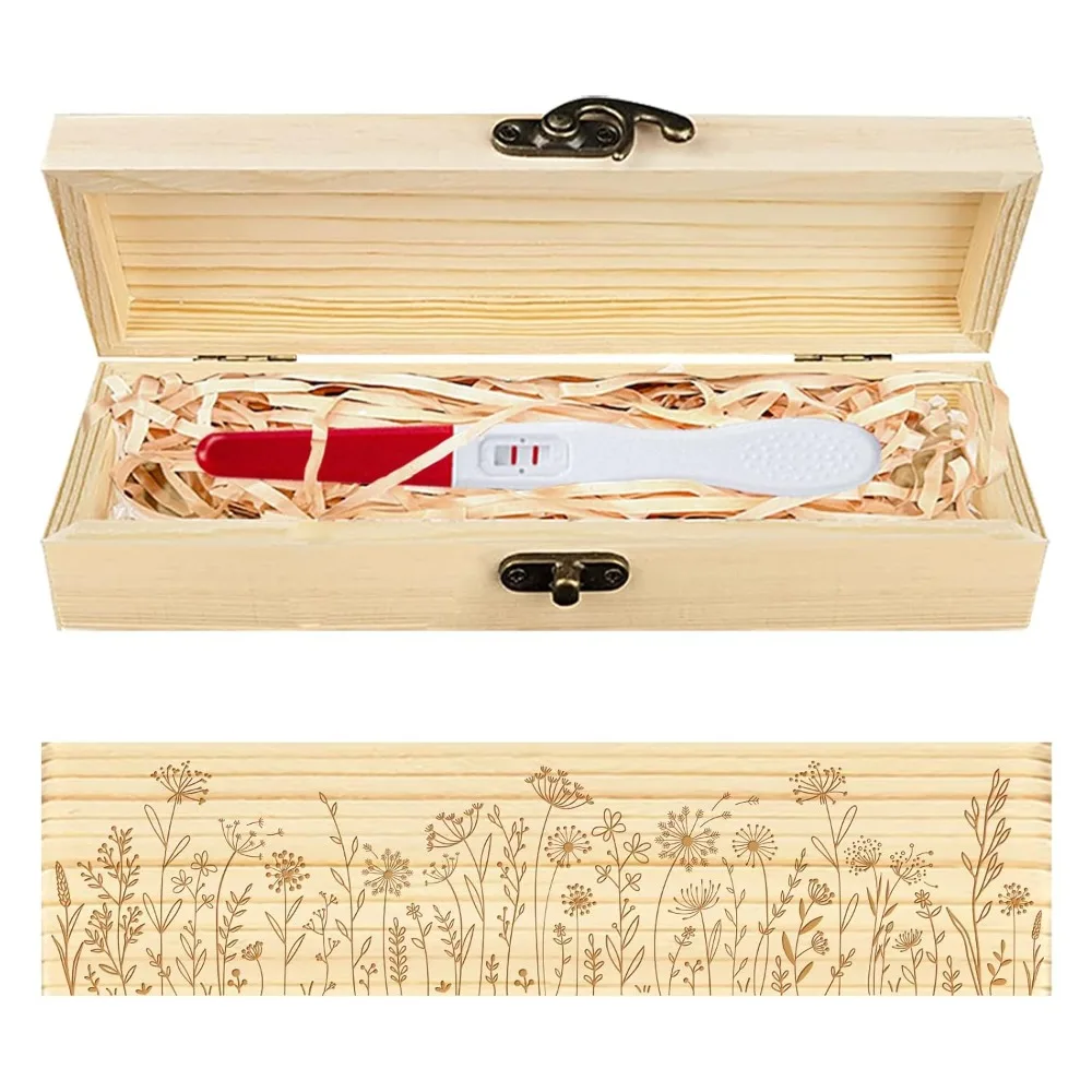 

Тест на беременность, коробка на память, цветы одуванчика, растение, деревянная подарочная коробка для объявлений о беременности с лентой из рафии и замком