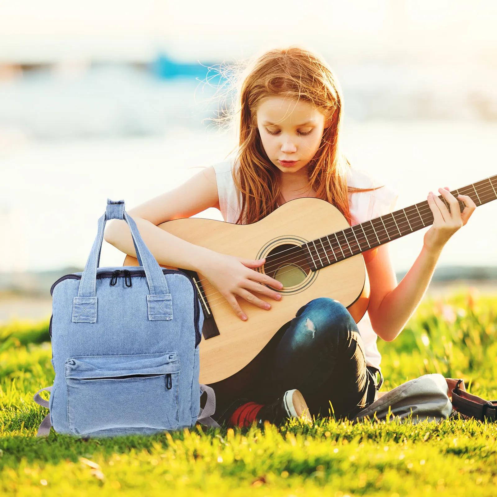 

High Capacity Denim Backpack 30x11x36cm Fashion Shoulder Bag School Student Storage Large Lightweight Breathable for Men Women