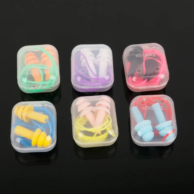 6pcs Box-packed Comfort Earplugs Noise Reduction Silicone Soft Ear Plugs PVC Rope Earplugs Protective for Swimming for Sleep