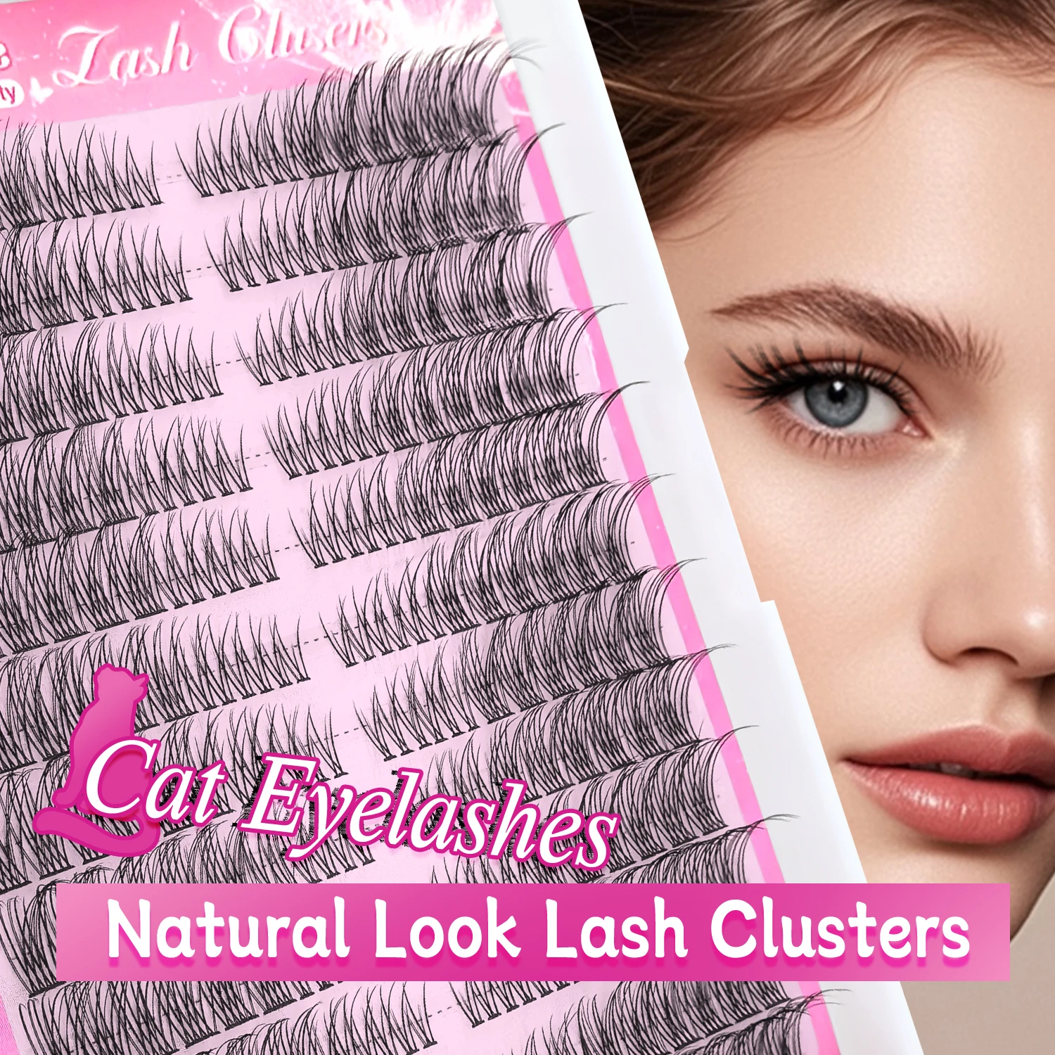 طقم وصلات الرموش الصناعية طقم رموش عنقودية فردية طبيعية يومية، رموش مانغا كثيفة، مجموعات رقيقة وسميكة لصديق المبتدئين