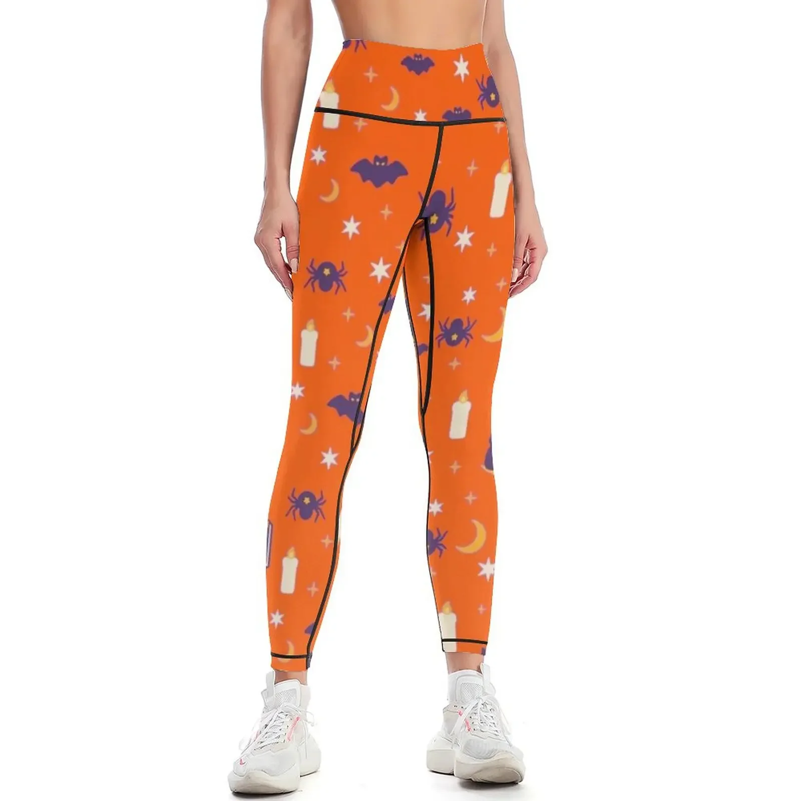 

Halloween Witches Orange Pattern Leggings joggers for gym's clothing Sweatpants gym's sportswear Womens Leggings