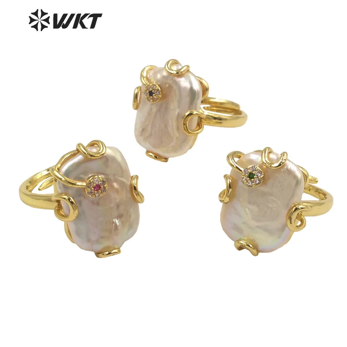 

WT-MPR070 WKT 2023 Freshwater Pearl & Zircon Gold Plated Fashion Quality Punk Party Ring Accessories Attractive SALE