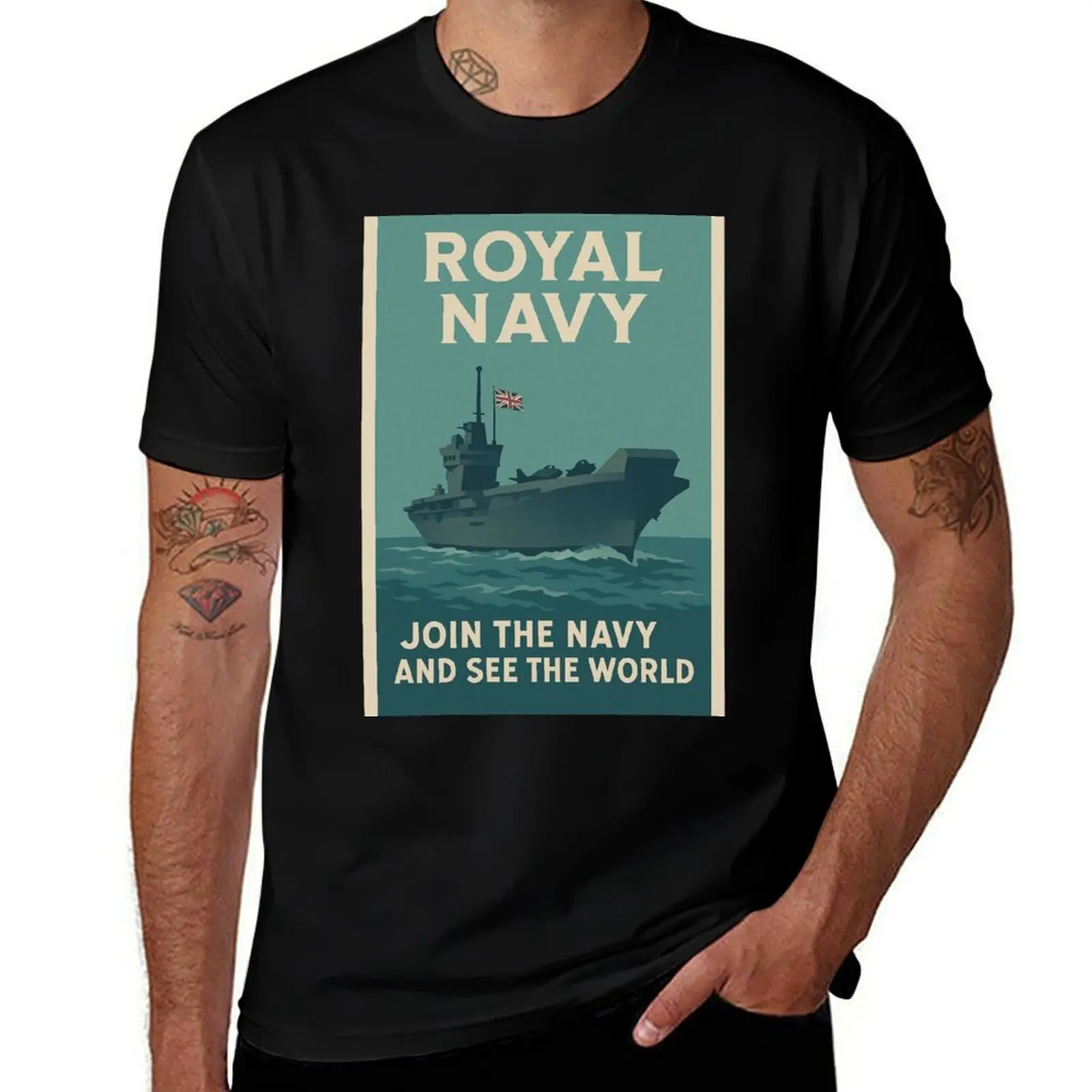 

Футболка с плакатом Royal Navy для мальчиков, футболки с животным принтом, футболка на заказ, черные футболки для мужчин, упаковка