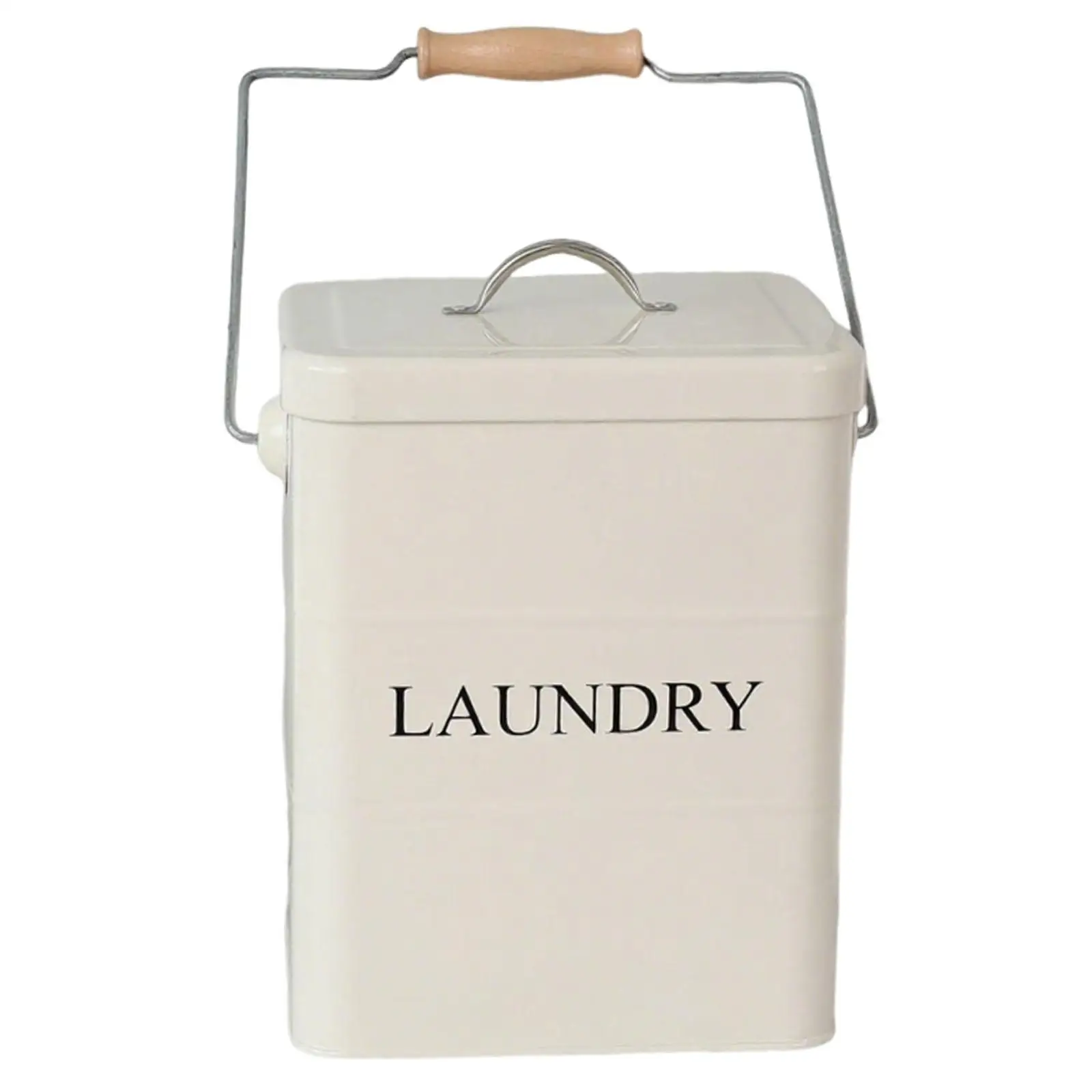 Sturdy Laundry Powder Storage Bin with Lid and Scooper Metal Detergent Container for Washing Room Cabinet Organization
