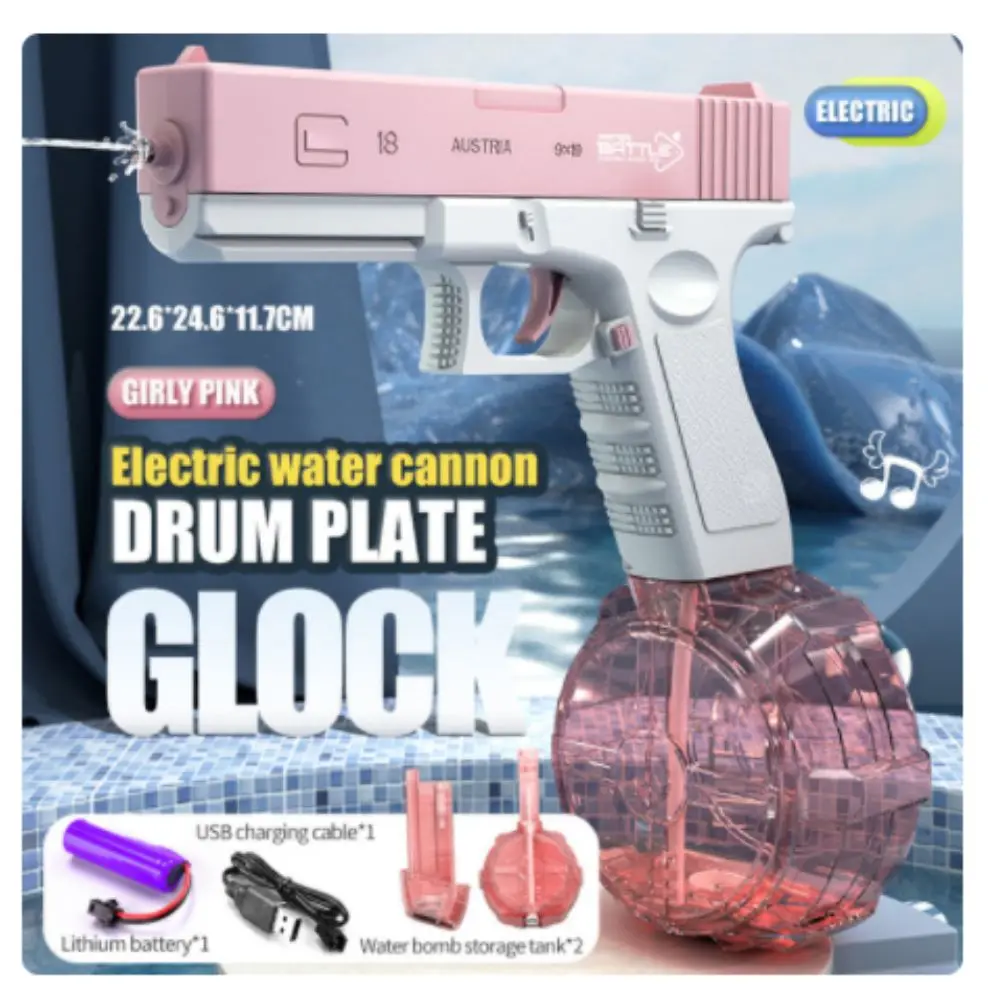 2023 New Water Gun Electric Glock Pistol Shooting Toy Full Automatic Summer Water Beach Toy For Kids Boys Girls Adults