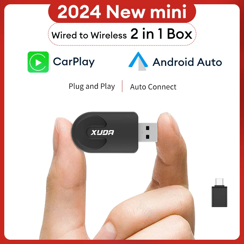 XUDA ミニ有線からワイヤレス 2 in 1 AI ボックス Carplay 5G Wif & Bluetooth 5.0 Android 自動プラグアンドプレイ無誘導接続