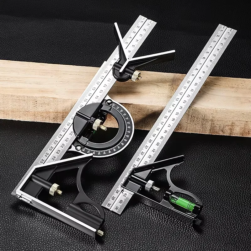 300mm Stainless Steel Angle Combination Square Ruler Mobile Horizontal Movable 45Degree Right Carpenter Woodworking