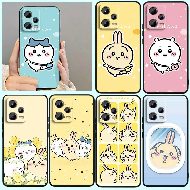 

Usagi Chiikawa Hachiware Cute For Xiaomi Redmi Note 14 13 12 12S 11E 11 11S 11T Pro Plus 4G 5G Black Soft TPU Cover Phone Case