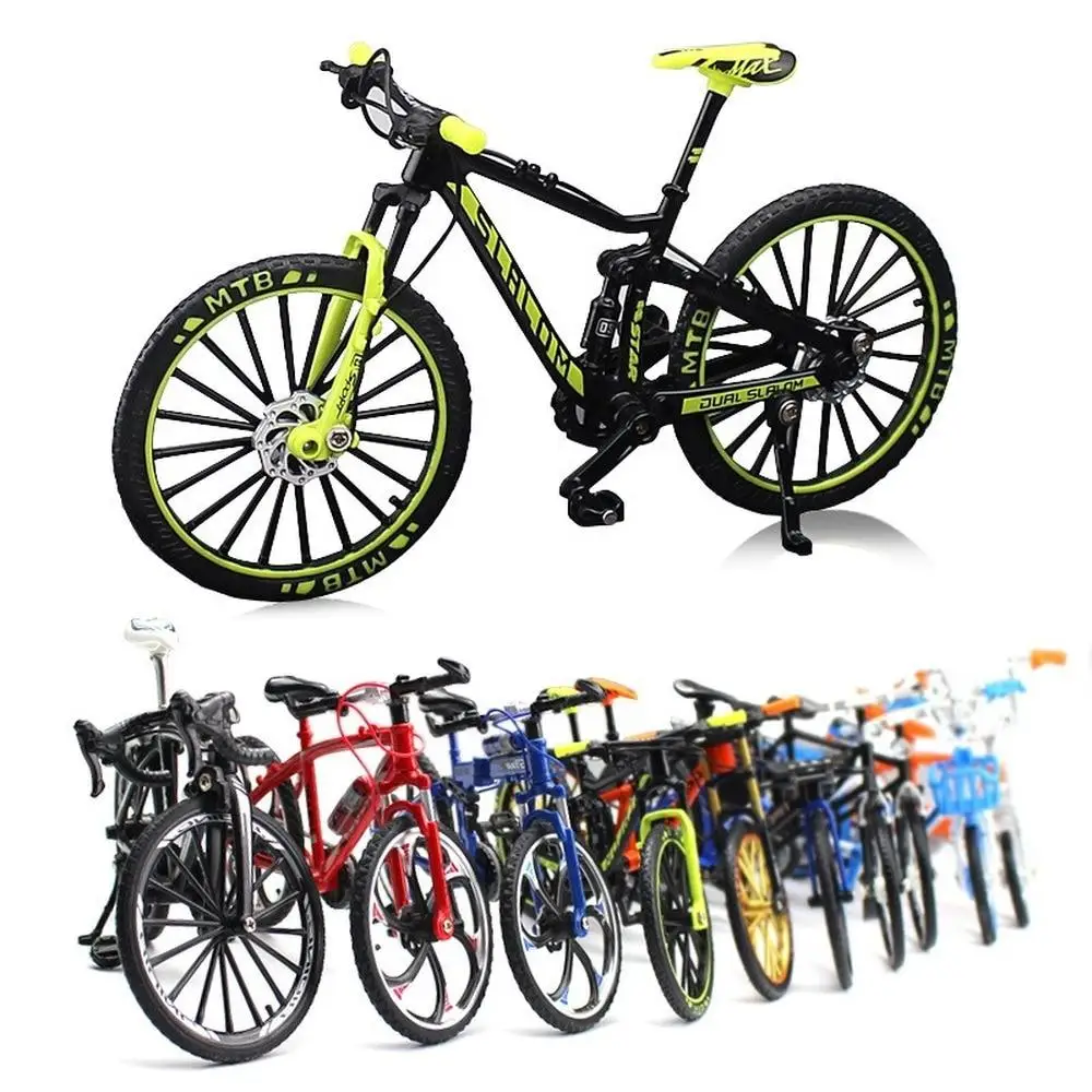 Mini 1:10 Alloy Bicycle Model Toy Diecast Metal Finger Mountain Bike Racing Toy Bend Road Simulation Collection Toys