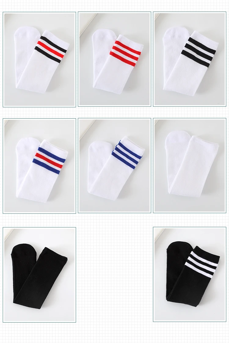 Frühlings- und Sommersocken für Kinder und Mädchen, atmungsaktiv, gestreift, niedliche Mittelrohrstrümpfe, Studenten-Overknee-hohe lange Socken – Detail 4