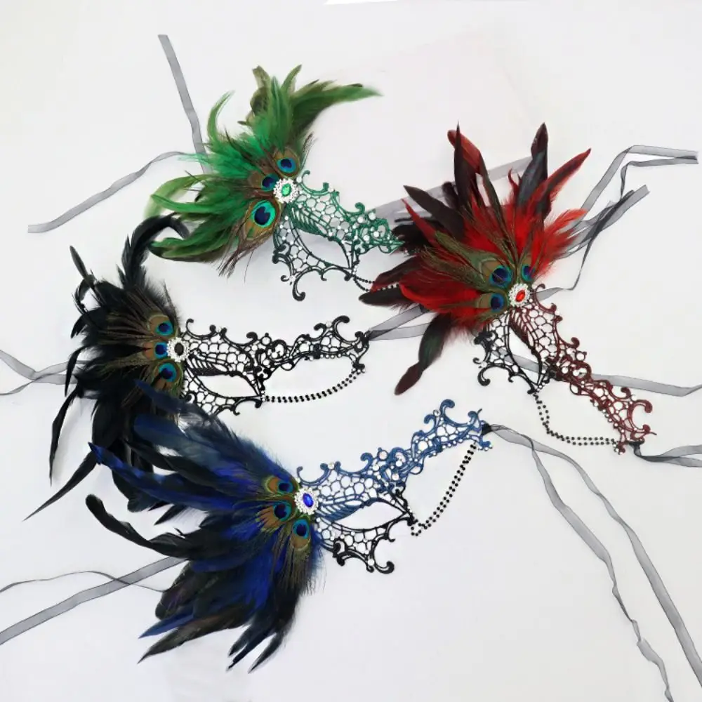 Festival Party Supplies Half Face Mask Gradient Color Handmade Cosplay Masquerade Decoration Props Lace Masquerade Mask