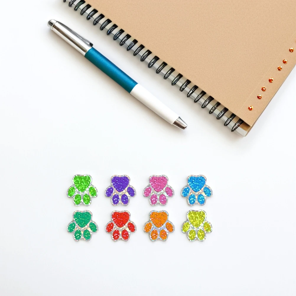 

Shiny Dog ​​paw Stickers Colorful Print Wall Decor Self-adhesive Paper Classroom Cutouts Child