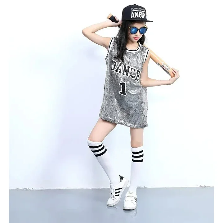 Child Stage Dance Wear Kid Hip-hop Hip Hop Jazz Dance Costume Sequin Latin Modern Dress Clothing Girl Cheerleading Uniform