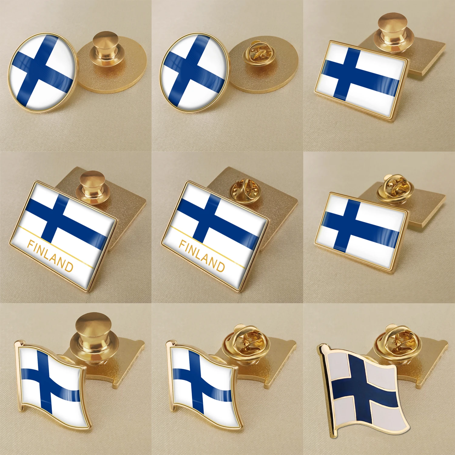 Finnish flag crystal dropper badge brooch, flags of various countries around the world chest badge