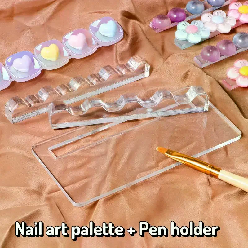 Reusable Nail Art Palette With Nail Art Pen Holder Brush Holder Sleek Organizer For Quick Color Mixing And Pen Storage Display