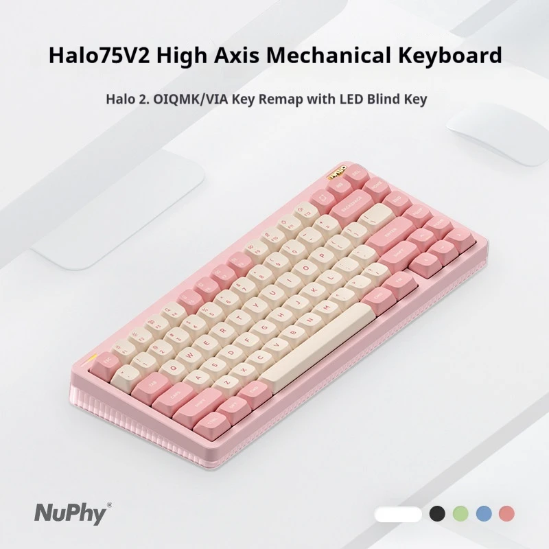 Teclado Mecânico Sem Fio NuPhy Halo75 V2 Tri-Modo Bluetooth 2.4G Hot Swappable Silencioso QMK VIA RGB Retroiluminado para Jogos e Escritório
