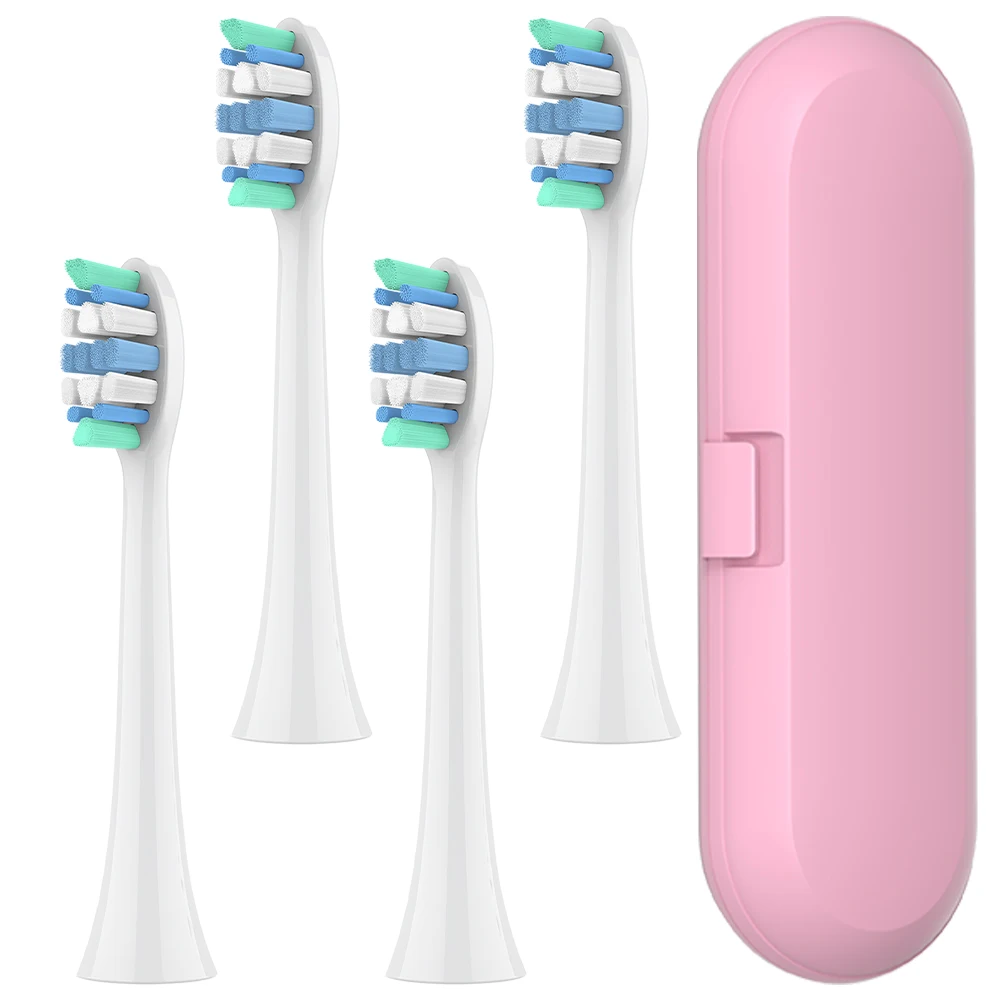 4-pack vervangende opzetborstels en tandenborstelreisdoos, compatibel met Philips Sonicare elektrische tandenborstel, voor 4100 2100 5900