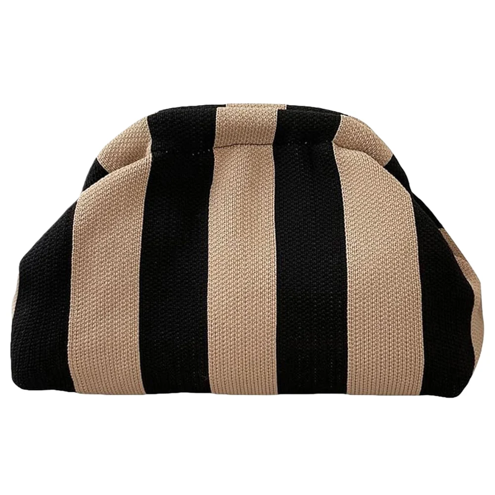 Malha Stripe Clutch para mulheres, bolsa tecida, Dumpling Clutch, cor do contraste, fêmea