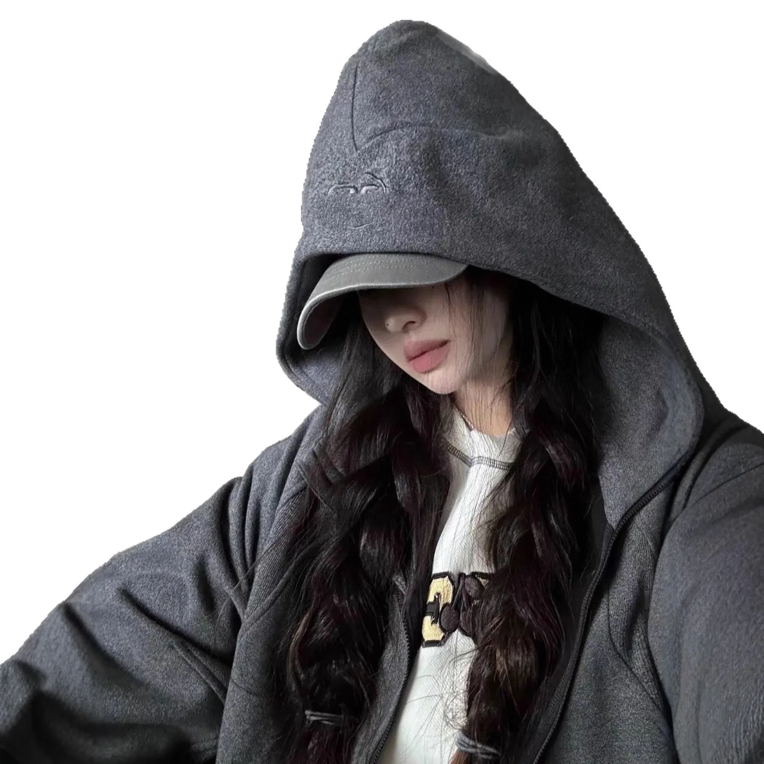 سترة لولو بقصة ضيقة بشعار كلاسيكي أسود ورمادي وأكمام طويلة للنساء، نمط كاجوال، سحاب للإغلاق، مزيج من القطن