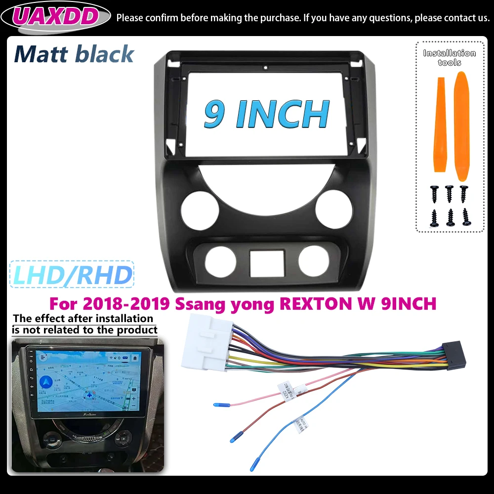 

UAXDD 2 Din Android автомобильный экран DVD-плеер для SSANG YONG REXTON W 2018-2019, автомобильная стереосистема приборной панели, рамка MATTEN BLACR 9 дюймов
