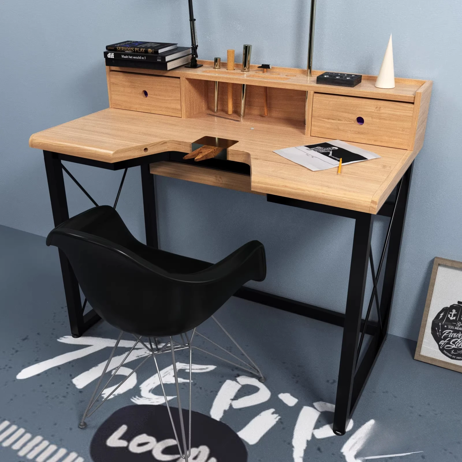 Metalworking table workbench, kung fu table, handmade table jewelry workbench