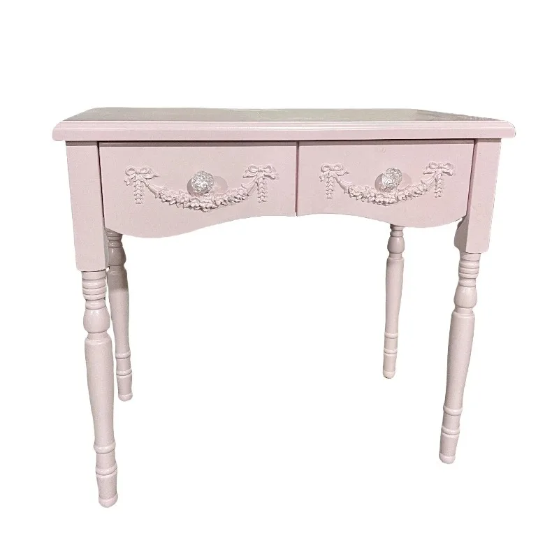 French retro solid wood dresser small apartment makeup table dresser pink princess style