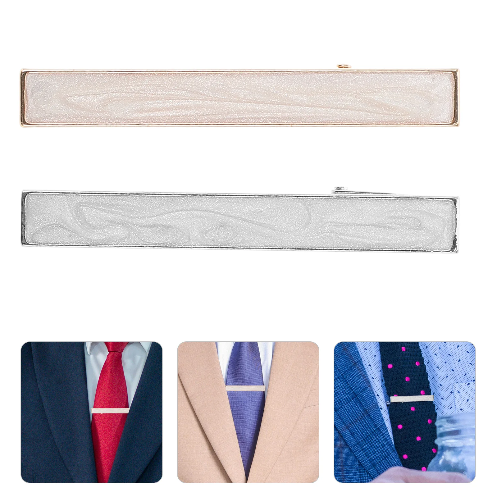 

2pcs Tie Clip For Men Wedding Banquet Party Necktie Clip Metal Decorative Tie Clips Regular Ties Design