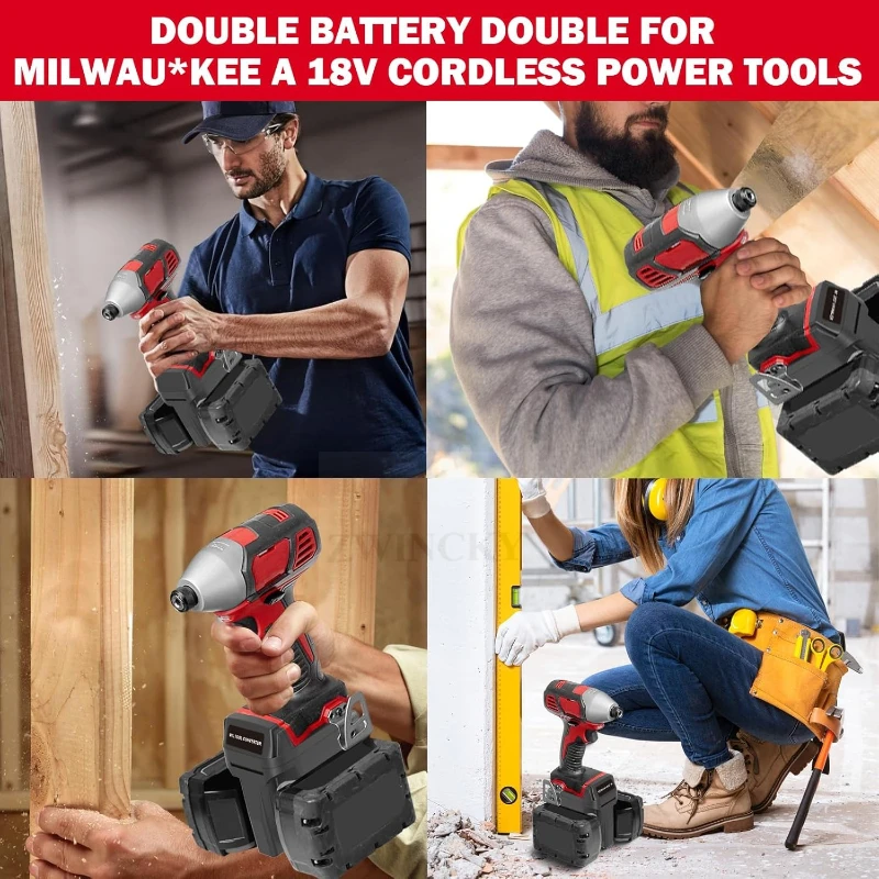 محول بطارية 2 في 1 لعبوتين لبطاريات ميلووكي 18 فولت يعمل لأداة طاقة ميلووكي 18 فولت في نفس الوقت طاقة أعلى