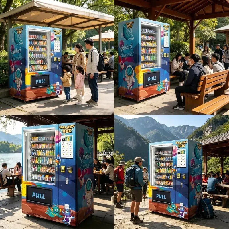 24 Hour Fully Automatic Intelligent Vending Machine for Selling Snacks and Beverages Without Human Intervention