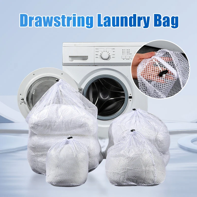 

4pcs Set Reusable Laundry Bag Drawstring Net Washing Machines Dirty Basket Clothes Organizer Bed Sheet Curtain Large Laundry Bag