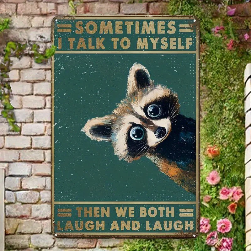 Funny Raccoon Vintage Metal Sign - 